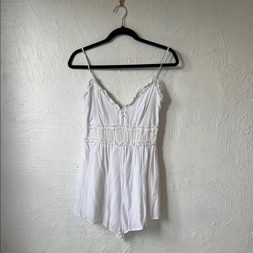 White Chemise with V-Neck and Spaghetti Straps
